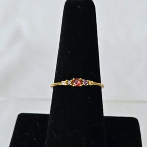 Bonito Creation Natural Multi Gemstone Ring Size 8.5 / 14K Gold Plated New